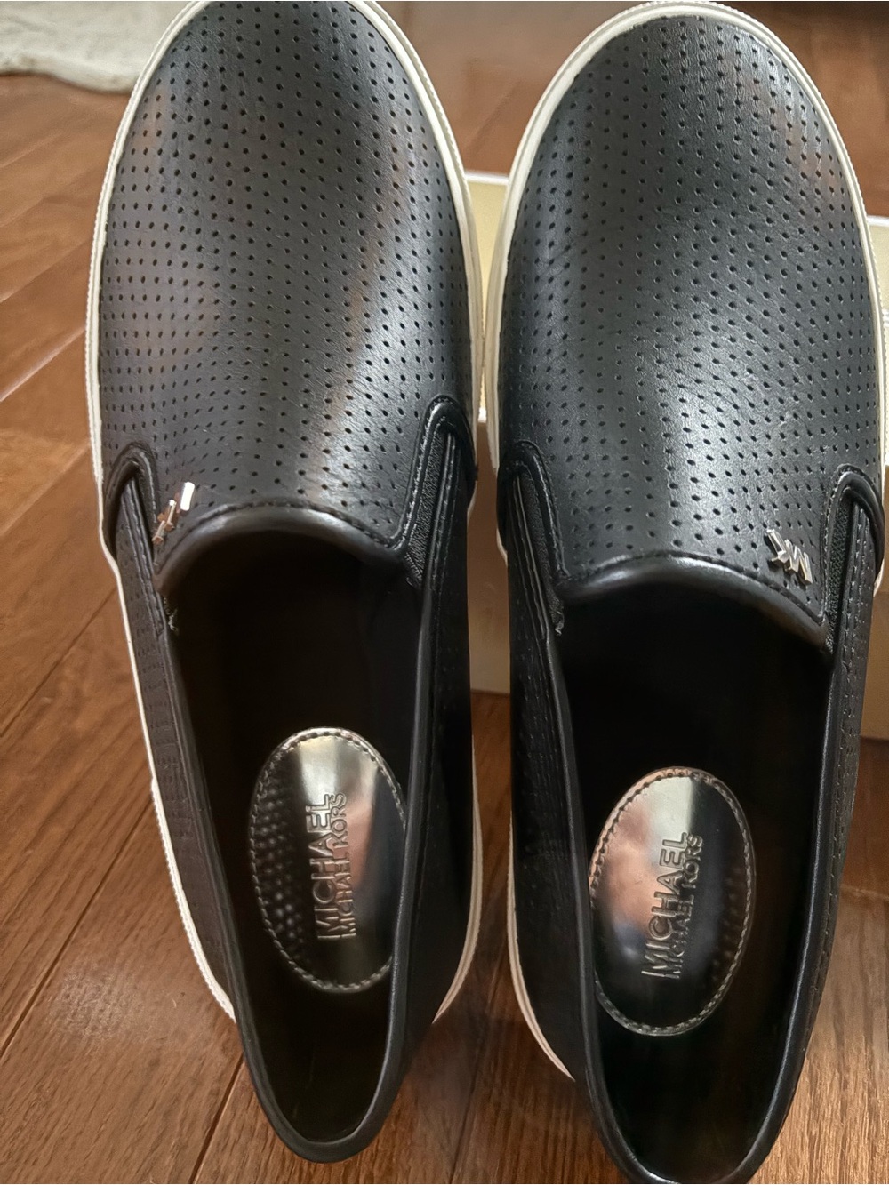 Michael Kors Black Perforated Slip-On Sneakers - Picture 2 of 4